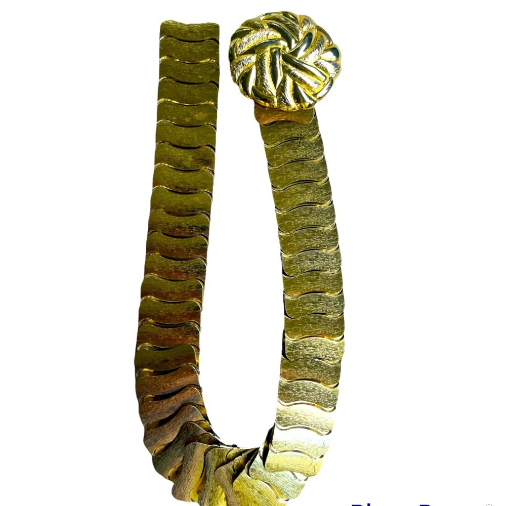 Vintage Gold Elastic Ripple Rose Head Belt